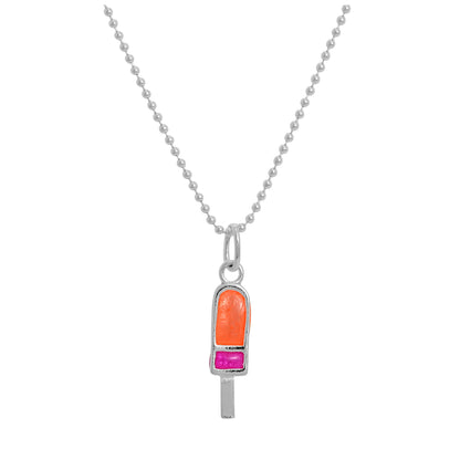 Collier pendentif en argent sterling et émail coloré en forme de sucette glacée de 35 à 55 cm