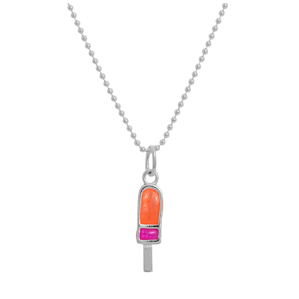 Collier pendentif en argent sterling et émail coloré en forme de sucette glacée de 35 à 55 cm