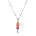 Collier pendentif en argent sterling et émail coloré en forme de sucette glacée de 35 à 55 cm