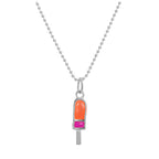 Collier pendentif en argent sterling et émail coloré en forme de sucette glacée de 35 à 55 cm