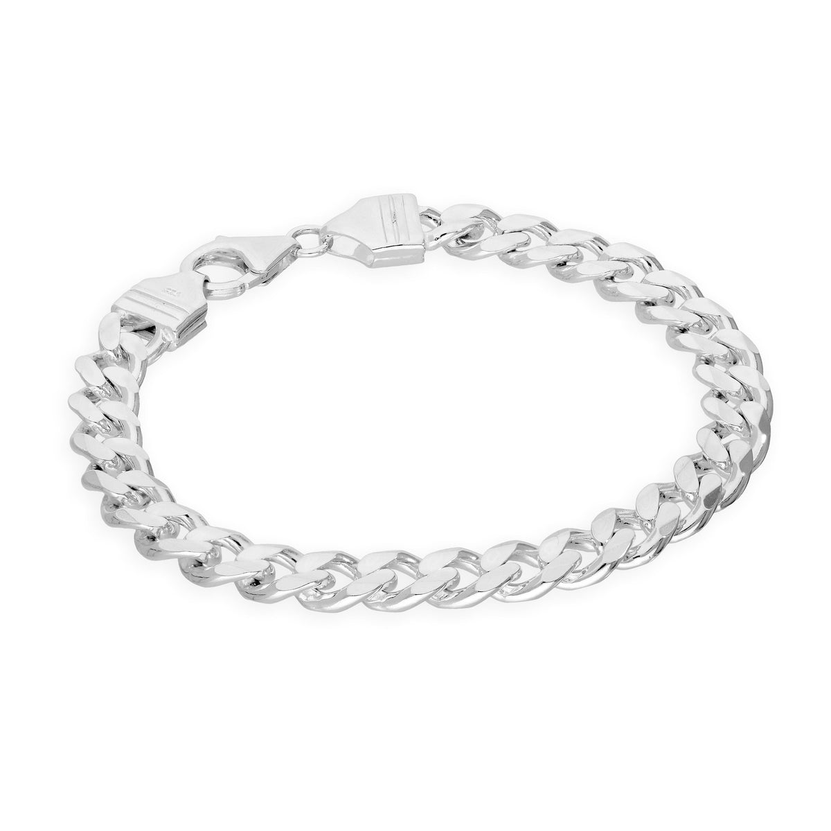 Bracelet gourmette épais en argent sterling de 8 mm, 18 à 20 cm