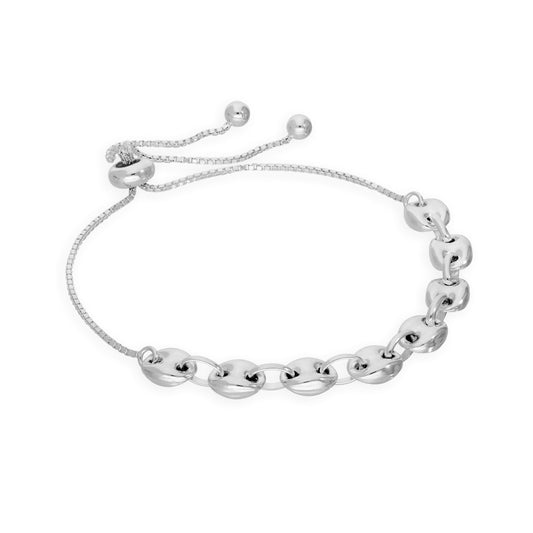 Bracelet réglable en argent sterling de 25 cm avec chaîne et perles