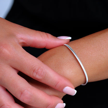 Bracelet compact plat en argent sterling de 20 cm