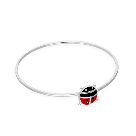 Bracelet enfant coccinelle en argent sterling avec crochet et œillet de 46 mm