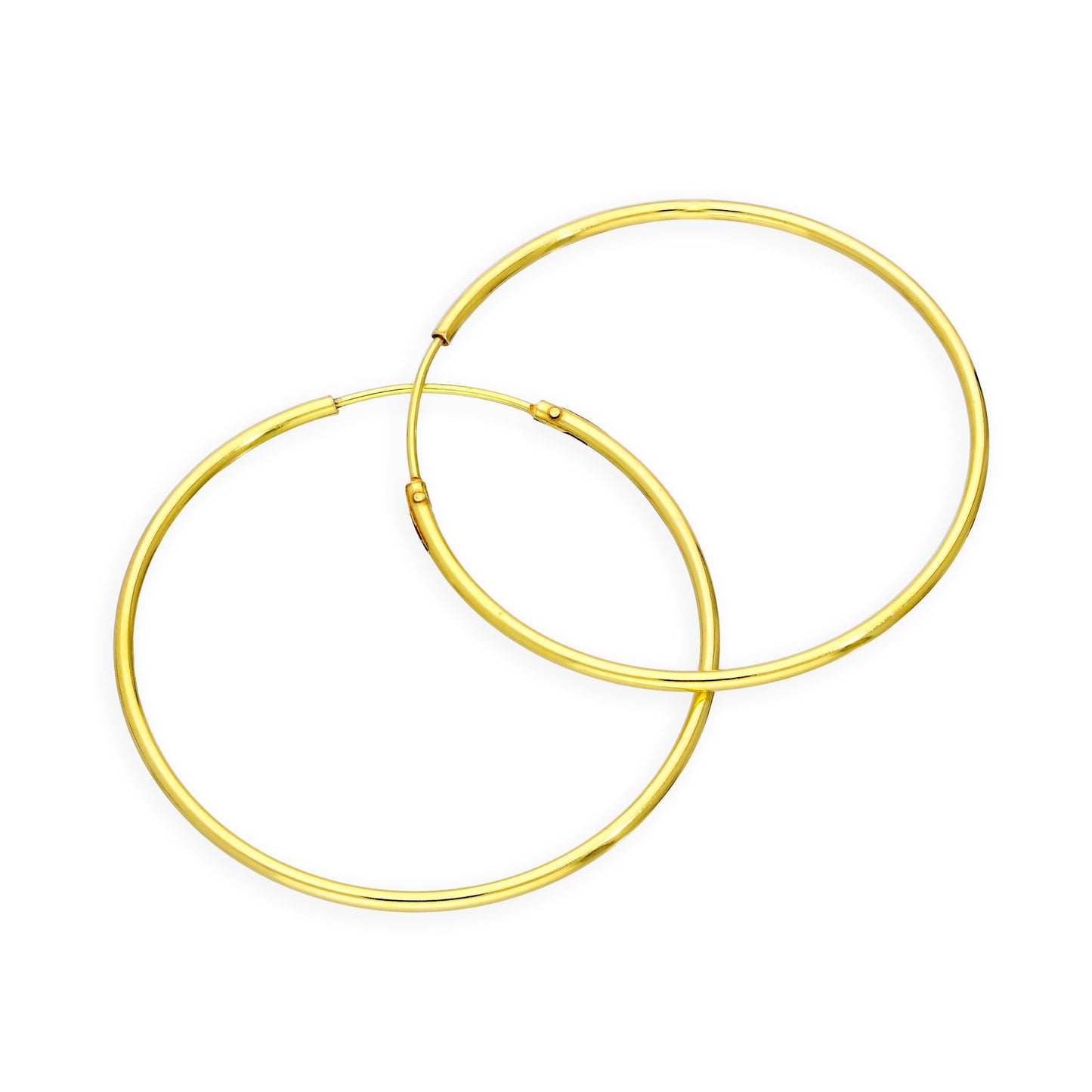 Boucles d'oreilles créoles en argent sterling plaqué or - 8 mm - 35 mm