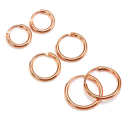 Créoles légères en argent sterling plaqué or rose de 8 à 35 mm