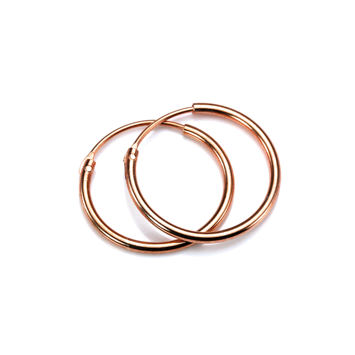 Créoles légères en argent sterling plaqué or rose de 8 à 35 mm