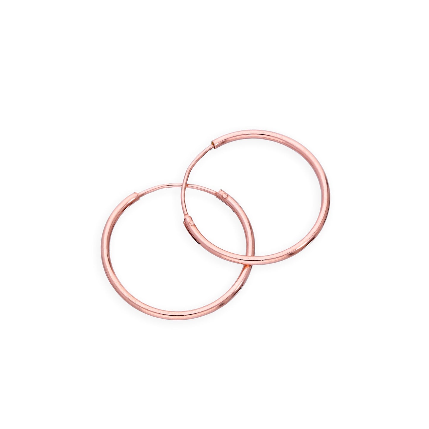 Créoles légères en argent sterling plaqué or rose de 8 à 35 mm