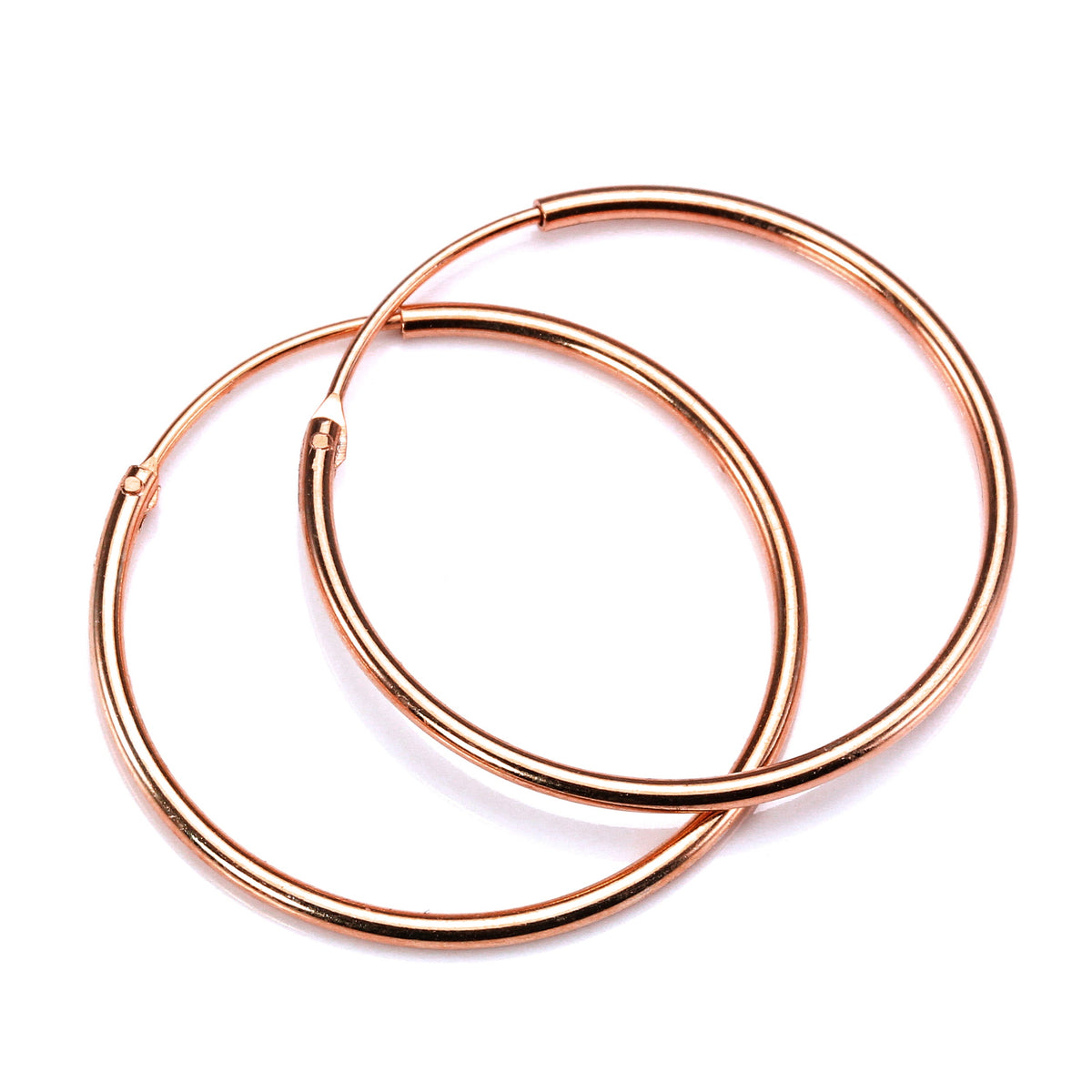 Créoles légères en argent sterling plaqué or rose de 8 à 35 mm