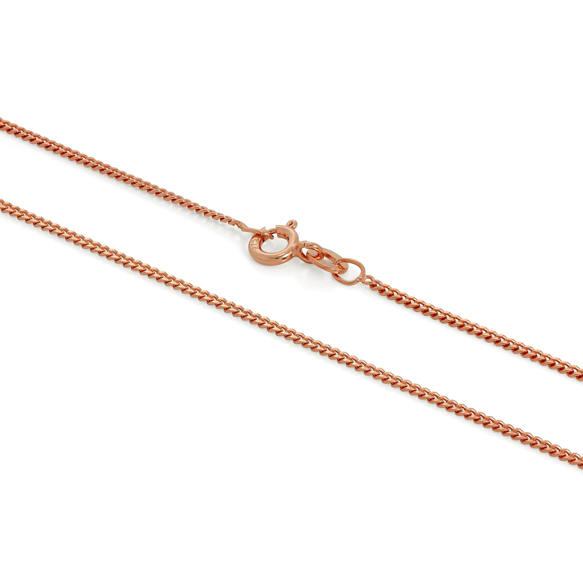 Chaîne gourmette en argent sterling plaqué or rose de 1 mm, 40 à 61 cm
