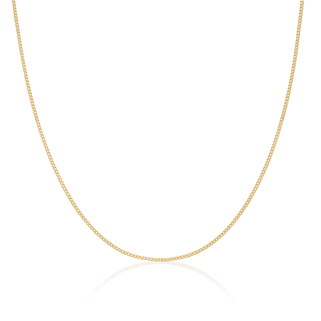 Chaîne gourmette en argent sterling plaqué or de 1 mm, 40 à 61 cm