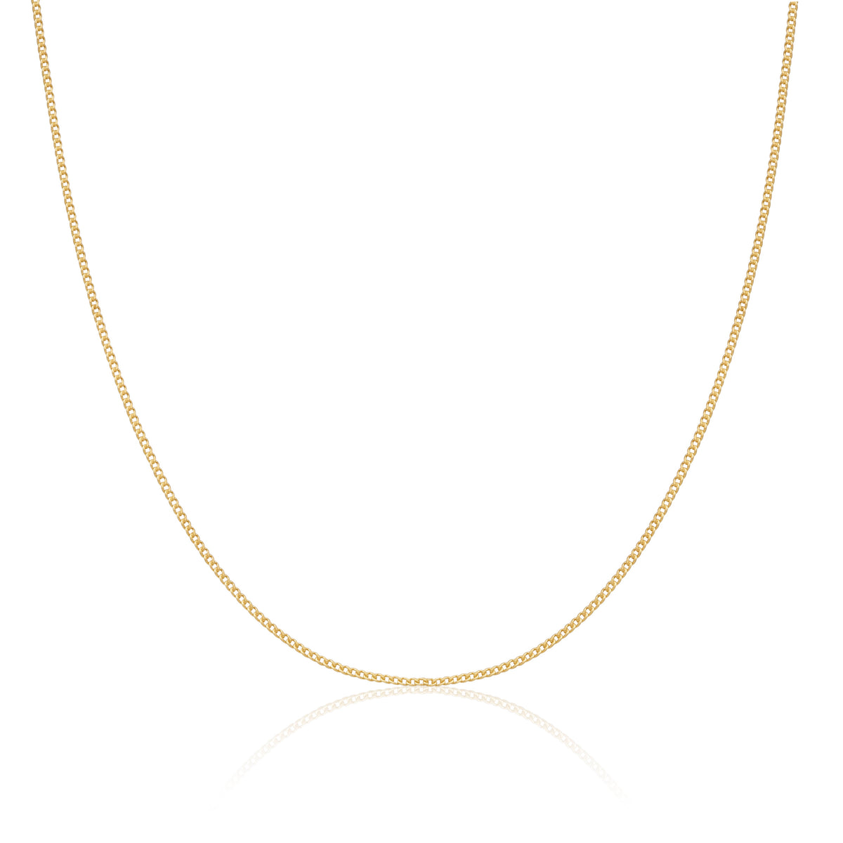 Chaîne gourmette en argent sterling plaqué or de 1 mm, 40 à 61 cm