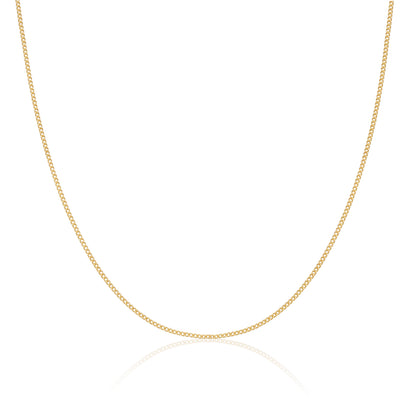 Chaîne gourmette en argent sterling plaqué or de 1 mm, 40 à 61 cm