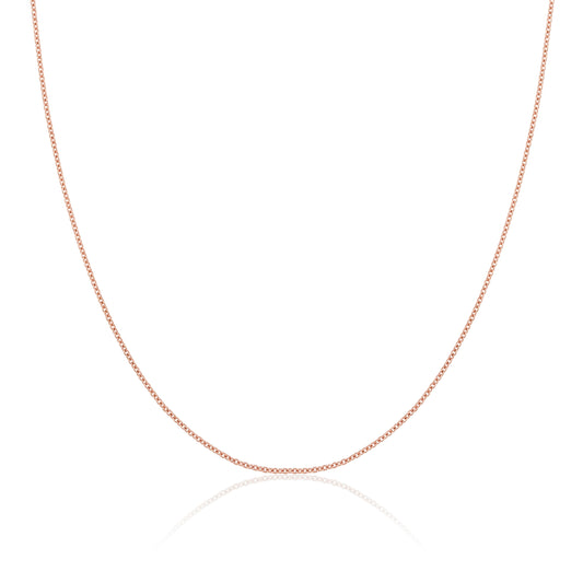 Chaîne Belcher en argent sterling plaqué or rose de 1 mm, 40 à 61 cm