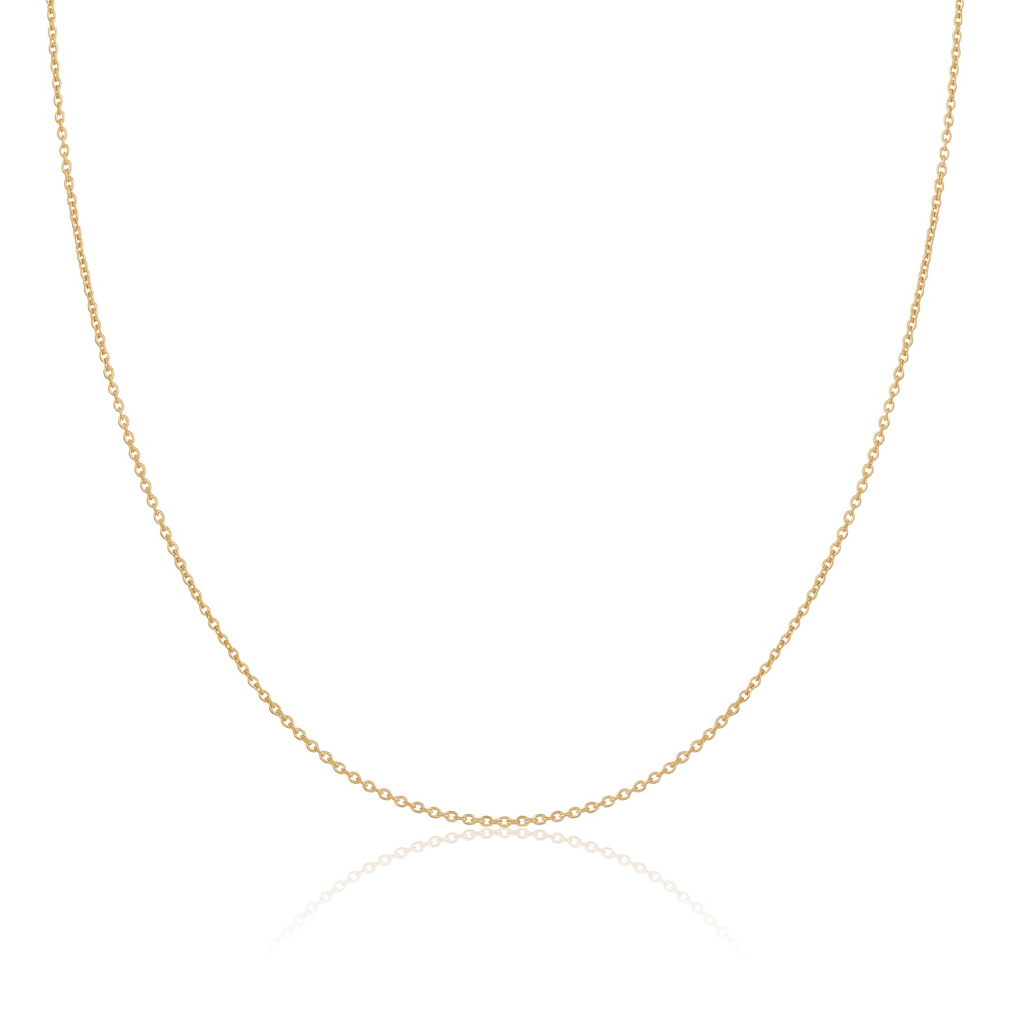 Chaîne câble en argent sterling plaqué or de 1 mm, 40 à 61 cm