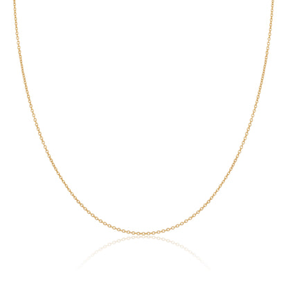 Chaîne câble en argent sterling plaqué or de 1 mm, 40 à 61 cm