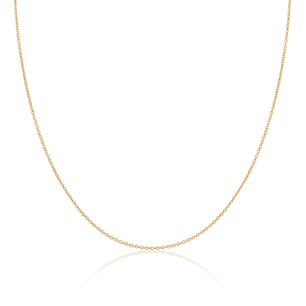 Chaîne câble en argent sterling plaqué or de 1 mm, 40 à 61 cm