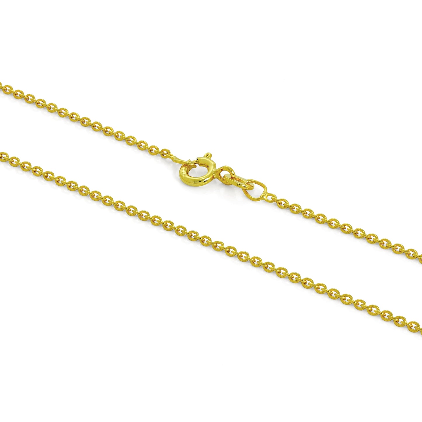 Chaîne câble en argent sterling plaqué or de 1 mm, 40 à 61 cm