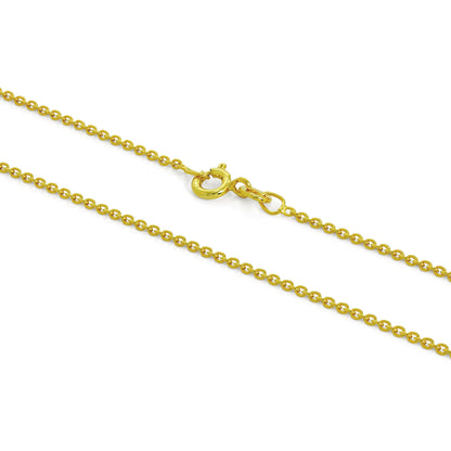 Chaîne câble en argent sterling plaqué or de 1 mm, 40 à 61 cm