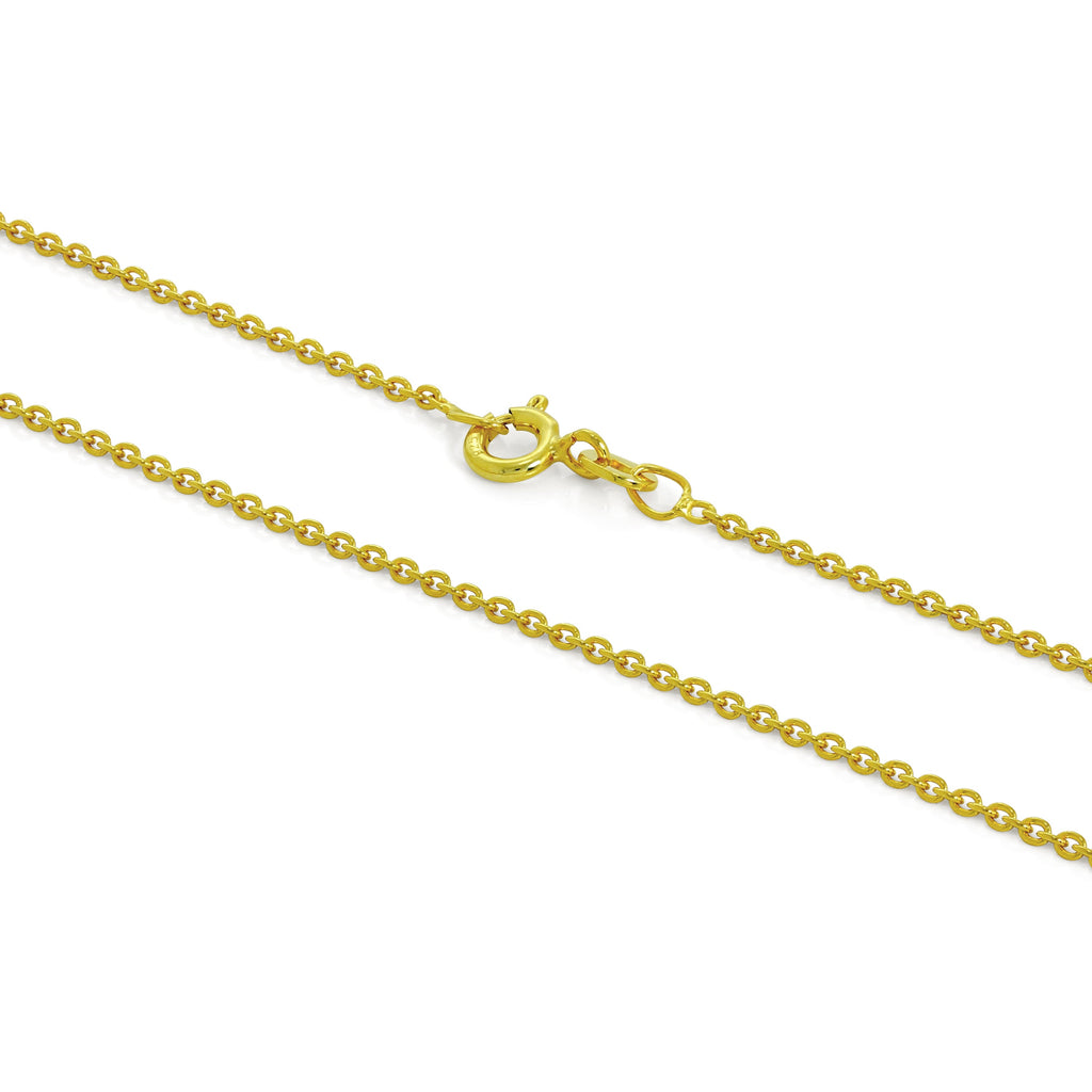 Chaîne câble en argent sterling plaqué or de 1 mm, 40 à 61 cm