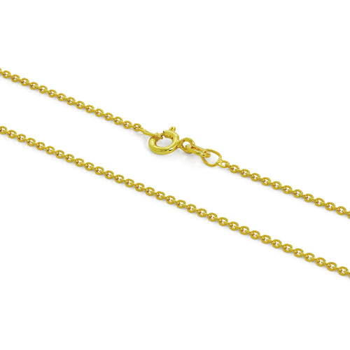 Chaîne câble en argent sterling plaqué or de 1 mm, 40 à 61 cm