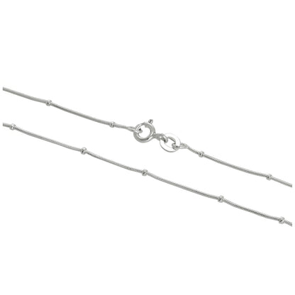 Chaîne serpent perlée en argent sterling de 1 mm, 40 à 60 cm