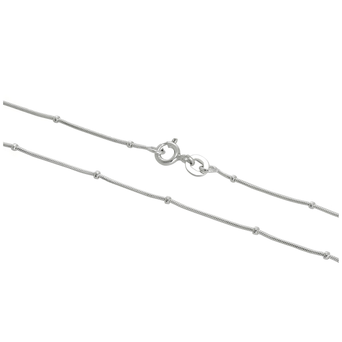 Chaîne serpent perlée en argent sterling de 1 mm, 40 à 60 cm