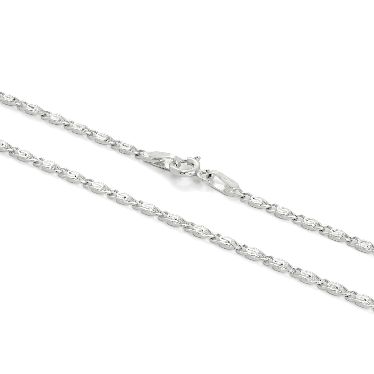Chaîne gourmette en argent sterling de 2 mm, 40 à 61 cm