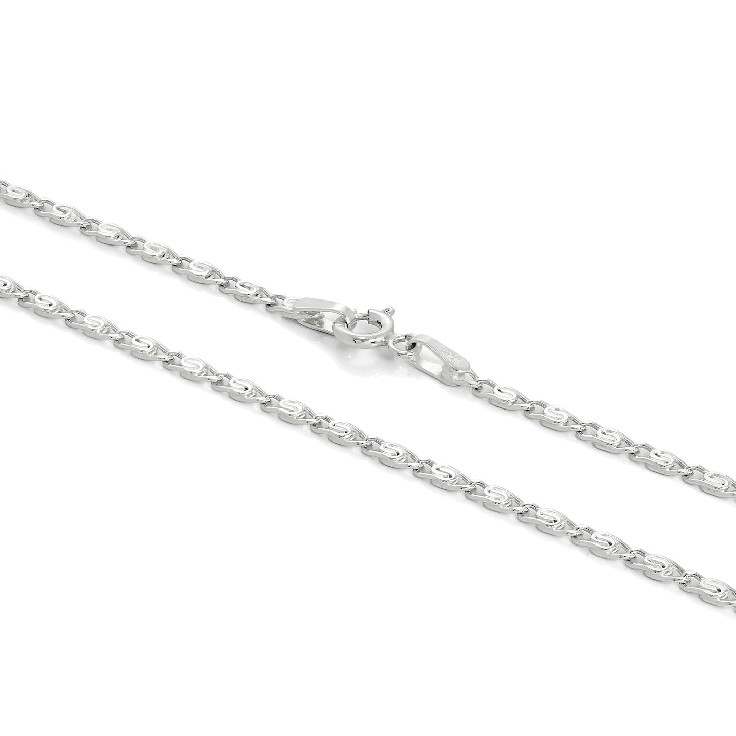 Chaîne gourmette en argent sterling de 2 mm, 40 à 61 cm