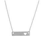 Collier en argent sterling de 43 cm avec barre et cœur gravables
