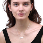 Collier en argent sterling de 43 cm avec barre et cœur gravables