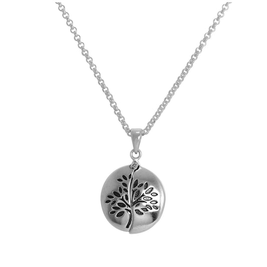 Pendentif arbre généalogique rond en argent sterling sur chaîne de 45 cm