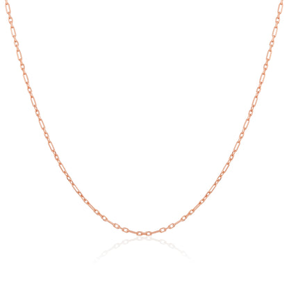 Chaîne Figaro arrondie en argent sterling plaqué or rose de 2 mm, 40 à 61 cm