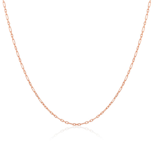 Chaîne Figaro arrondie en argent sterling plaqué or rose de 2 mm, 40 à 61 cm