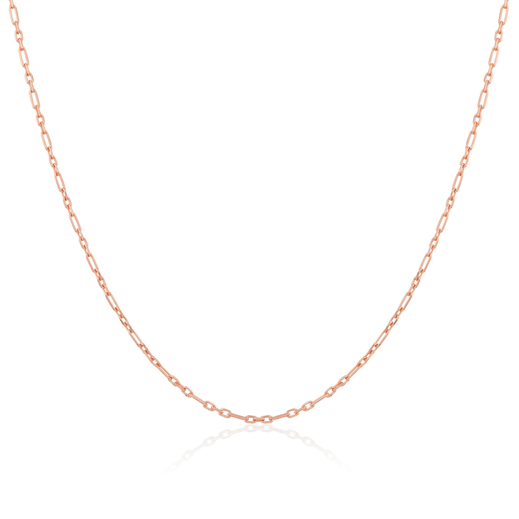 Chaîne Figaro arrondie en argent sterling plaqué or rose de 2 mm, 40 à 61 cm