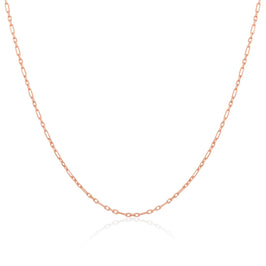Chaîne Figaro arrondie en argent sterling plaqué or rose de 2 mm, 40 à 61 cm
