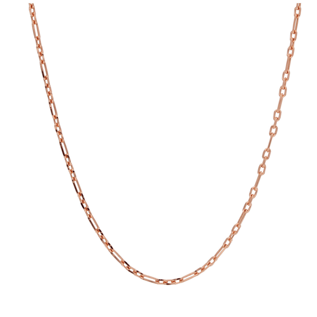 Chaîne Figaro arrondie en argent sterling plaqué or rose de 2 mm, 40 à 61 cm