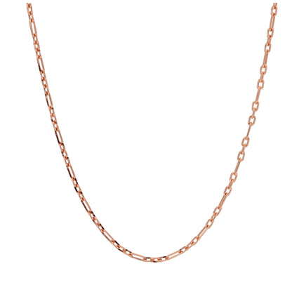 Chaîne Figaro arrondie en argent sterling plaqué or rose de 2 mm, 40 à 61 cm