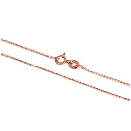 Chaîne à billes en argent sterling plaqué or rose de 1 mm, 40 cm