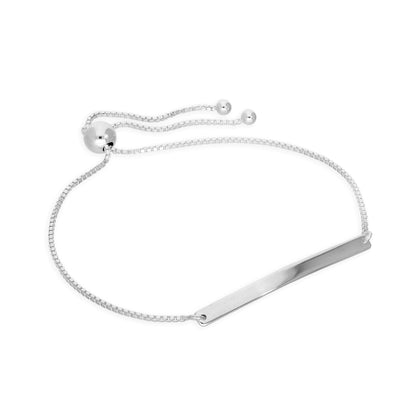 Bracelet réglable en argent sterling avec barre incurvée gravable