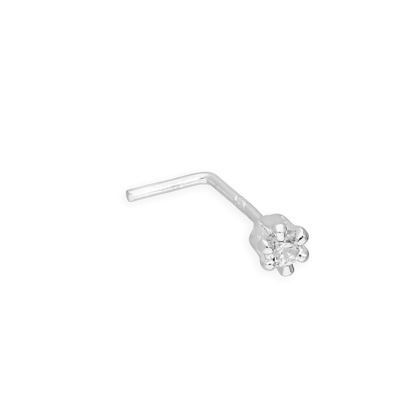 Piercing de nez en argent sterling et cristal CZ transparent 22Ga