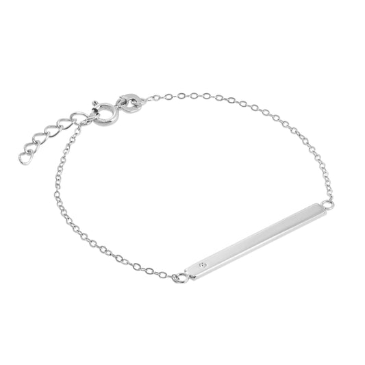 Bracelet d'identification en argent sterling et cristal CZ transparent de 6 à 7 pouces