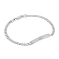 Bracelet d'identification pour femme en argent sterling 3 mm avec bordure diamantée, 17,8 cm