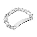Bracelet en argent sterling épais et lourd de 11 mm avec plaque d'identification Figaro, 18 à 20 cm