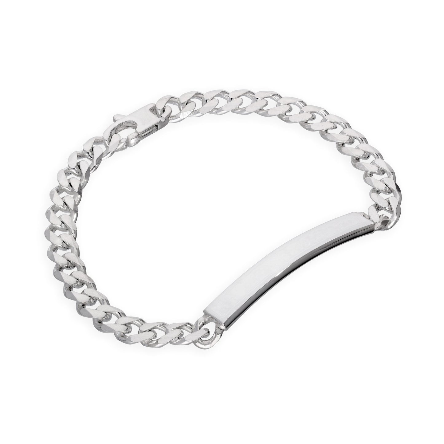Bracelet en argent sterling épais et lourd de 7 mm avec plaque d'identification gravable, 7 à 8 pouces