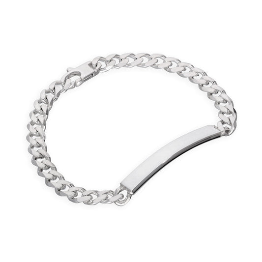 Bracelet en argent sterling épais et lourd de 7 mm avec plaque d'identification gravable, 7 à 8 pouces