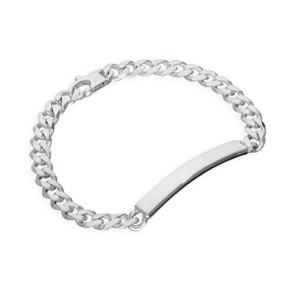 Bracelet en argent sterling épais et lourd de 7 mm avec plaque d'identification gravable, 18 à 20 cm