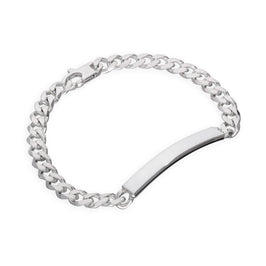 Bracelet en argent sterling épais et lourd de 7 mm avec plaque d'identification gravable, 18 à 20 cm