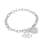 Bracelet à breloques en argent sterling avec cadenas en forme de cœur, 15 à 20 cm