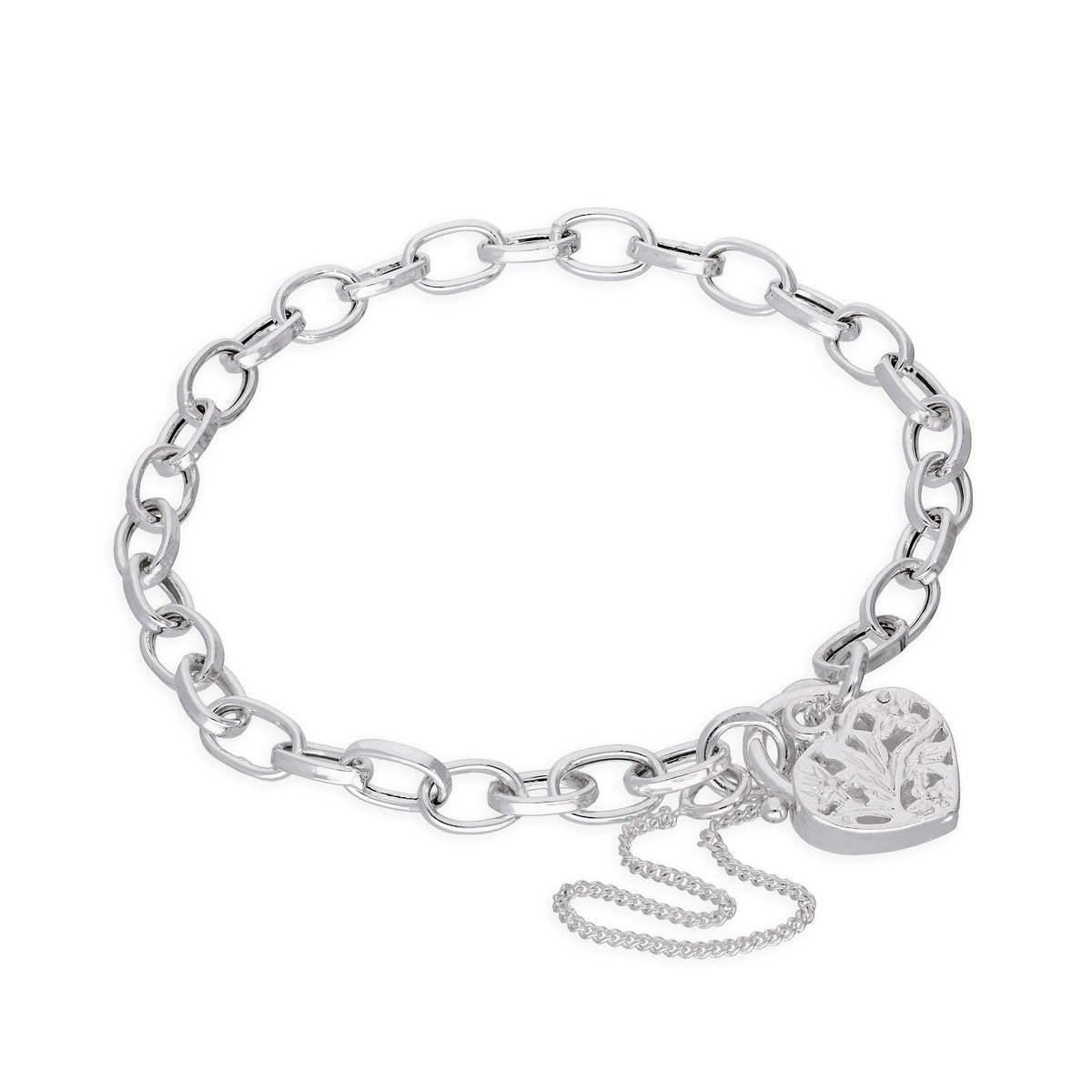 Bracelet à breloques en argent sterling avec cadenas en forme de cœur, 15 à 20 cm